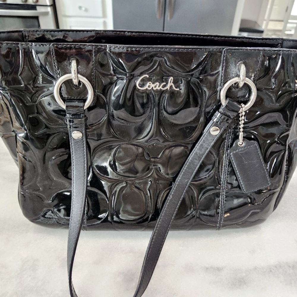 Coach black patent bag